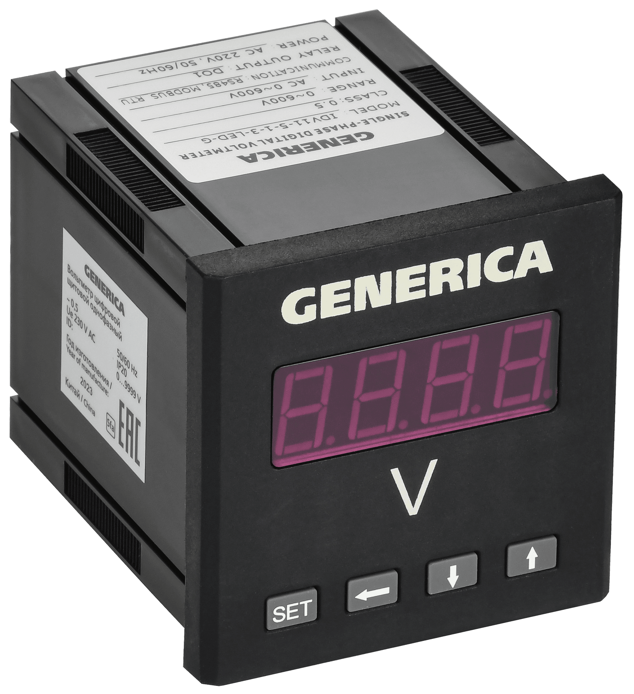Вольтметр цифровой щитовой однофазный DO RS-485 72х72мм LED GENERICA