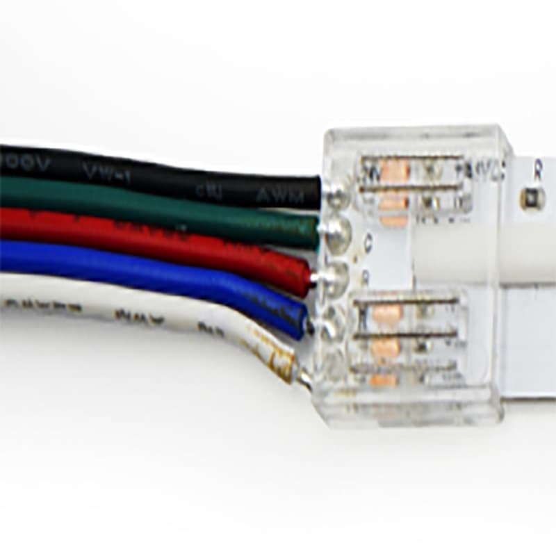Разъем 5PIN с проводом для LED ленты COB RGBW 12 мм, лента - источник питания