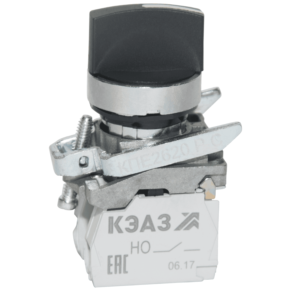 Переключатель КПЕ2620РС-черный-2но+0нз-ручка-фикс-3поз-IP65