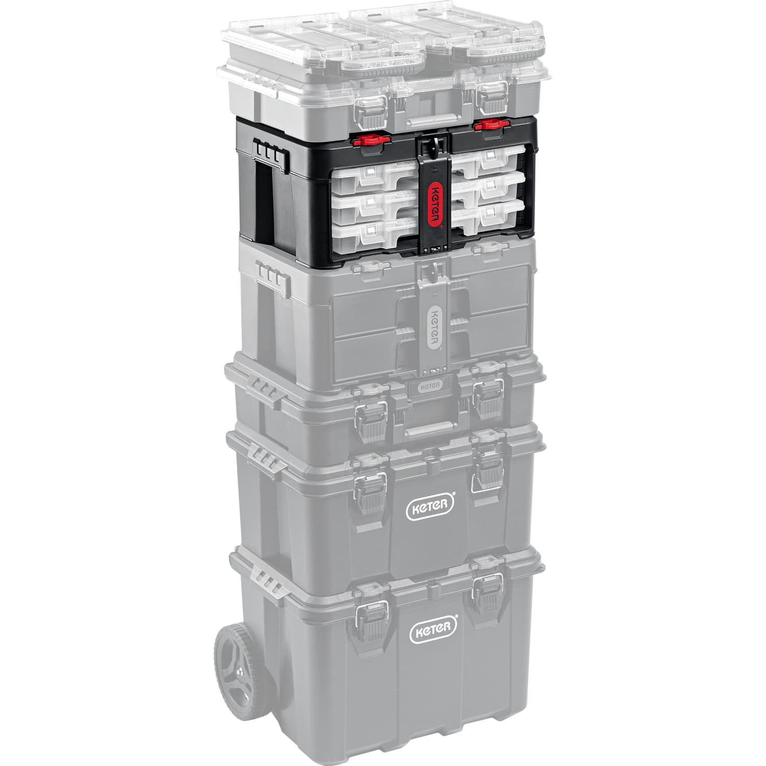 Ящик пластиковый с органайзерами STACKNROLL, 481x332x233 мм, (19'')