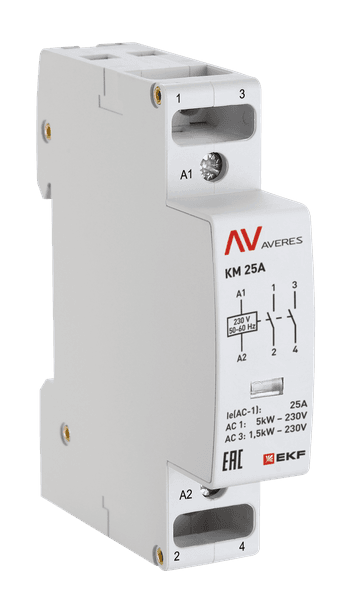 Контактор модульный КМ 25А 2NО 48VAC (1 мод.) AVERES EKF