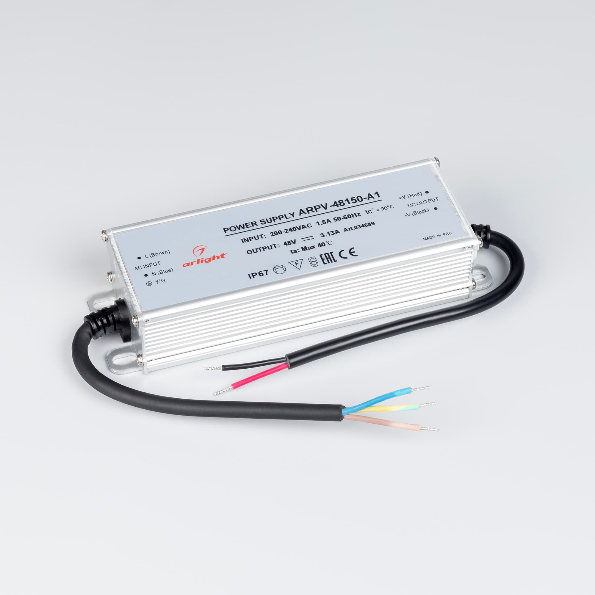 Блок питания ARPV-48150-A1 (48V, 3.13А, 150W) (IP67 металл, 3 года)