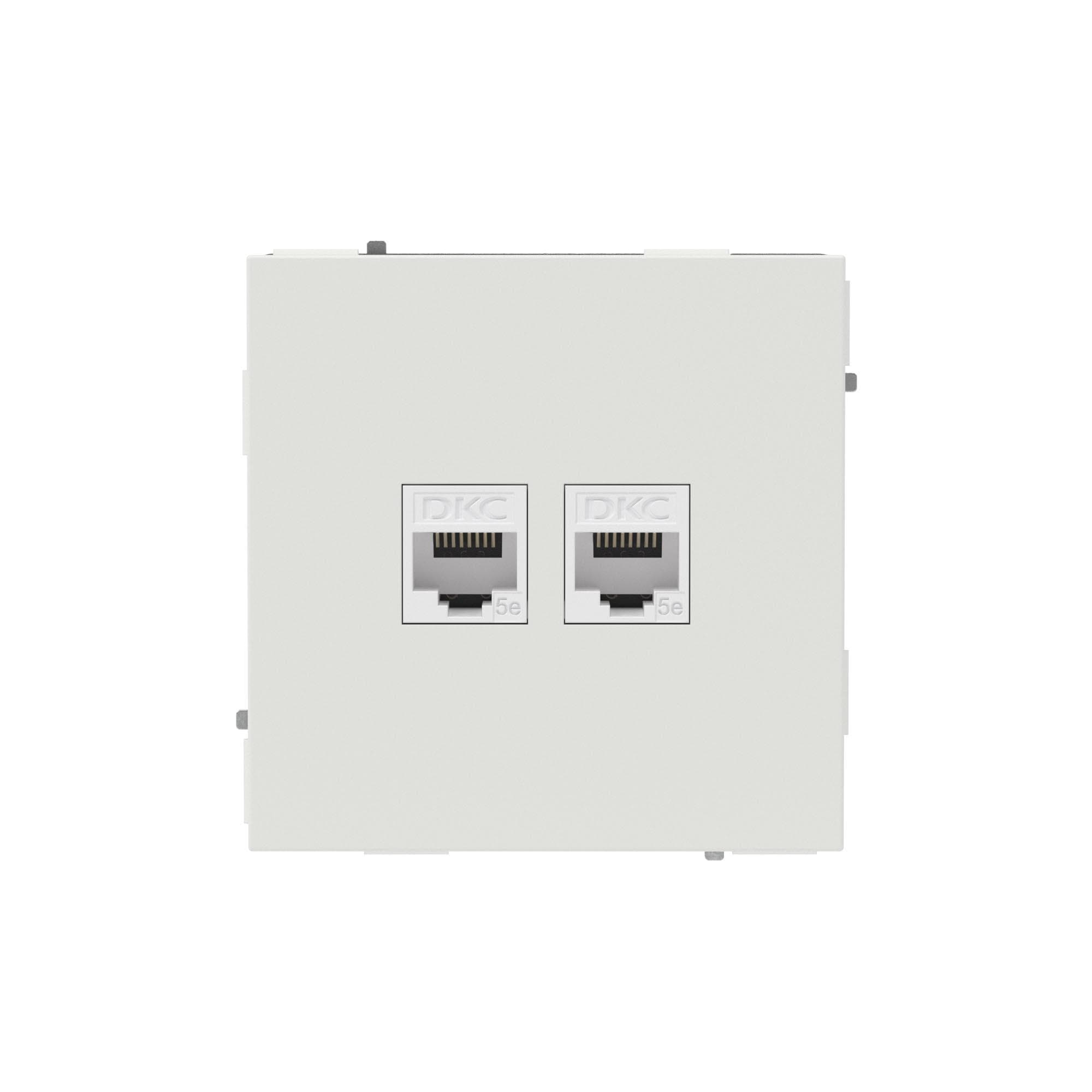 Компьютерная розетка RJ-45 без шторки, кат.5е двойная, KANT, белый песок