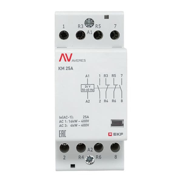 Контактор модульный КМ 25А 2NC+2NO 24VAC (2 мод.) AVERES