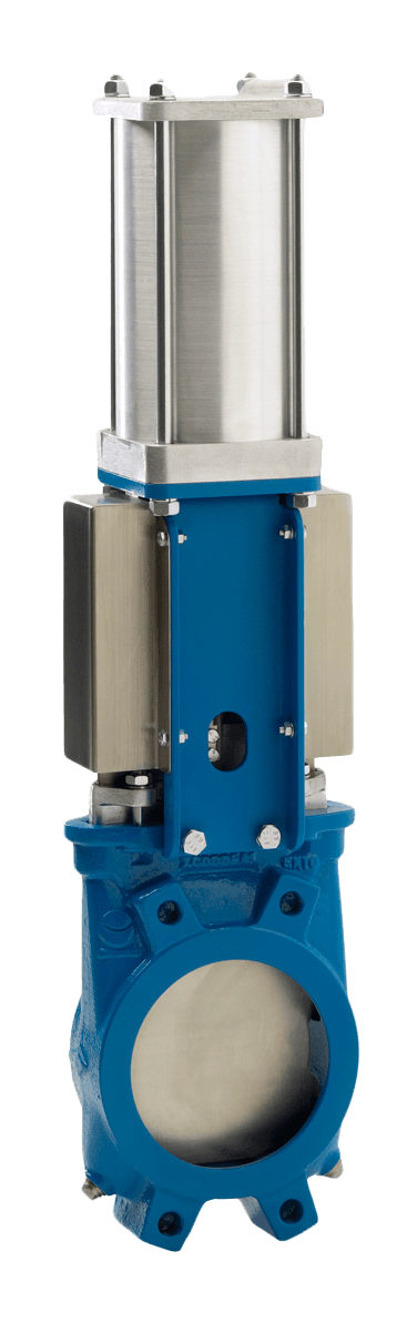 Затвор шиберный (нож) EX-02-450-D/A-M DN 450 PN 5 м/ф металл пневмопривод двойного действия