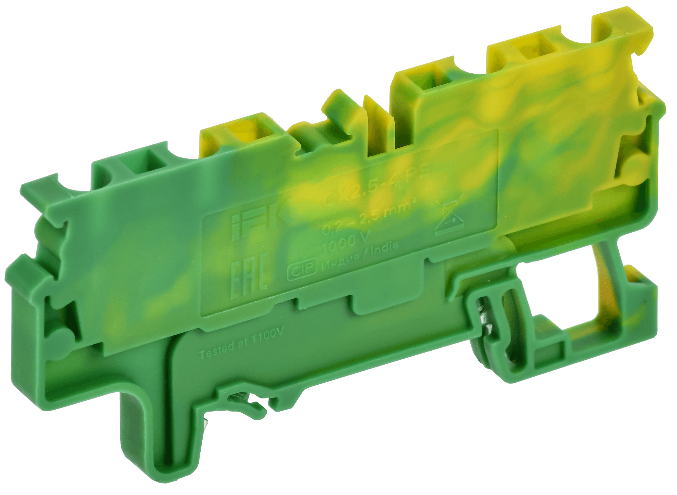 ARMAFIX Клемма пружинная CX2.5-4 PE 2,5мм2 четырехконтактная заземляющая IEK