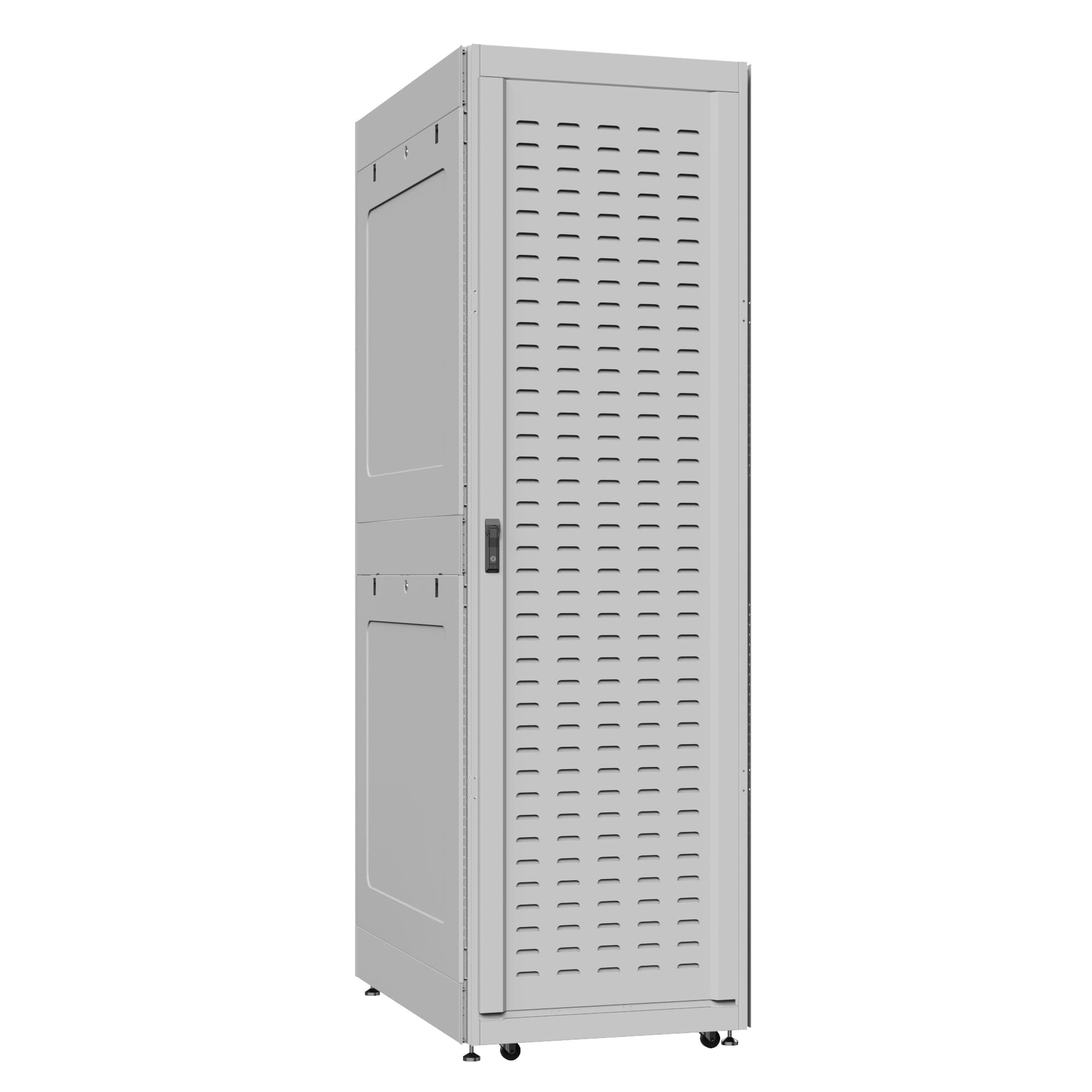 Шкаф серверный 52U 800х1000 передняя дверь: протект IP41. задняя дверь: одностворчатая перфорированная IP20. боковые панели: глухой металл. цвет: серый RAL7035