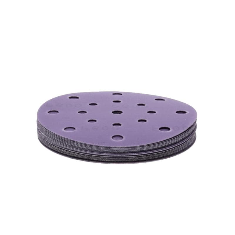 Круг абразивный шлифовальный под липучку Purple Sandpaper auto Р600 (150мм, 17 отверстий, 25шт)