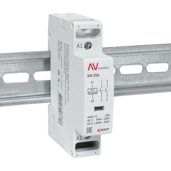 Контактор модульный КМ 25А 2NО 24VAC (1 мод.) AVERES