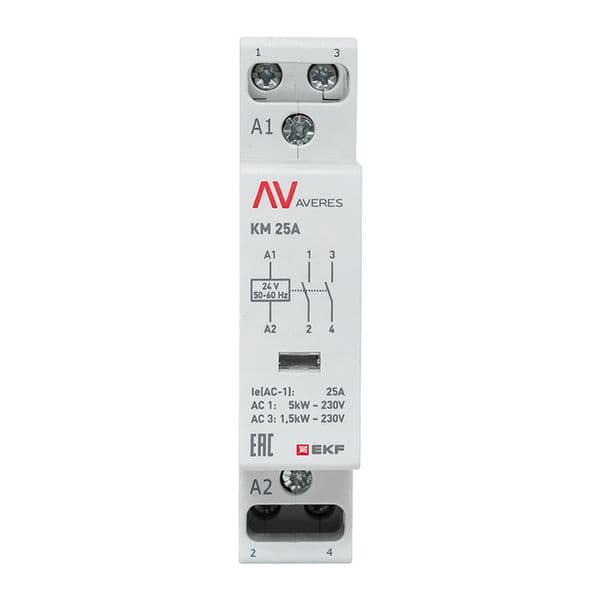 Контактор модульный КМ 25А 2NО 24VAC (1 мод.) AVERES