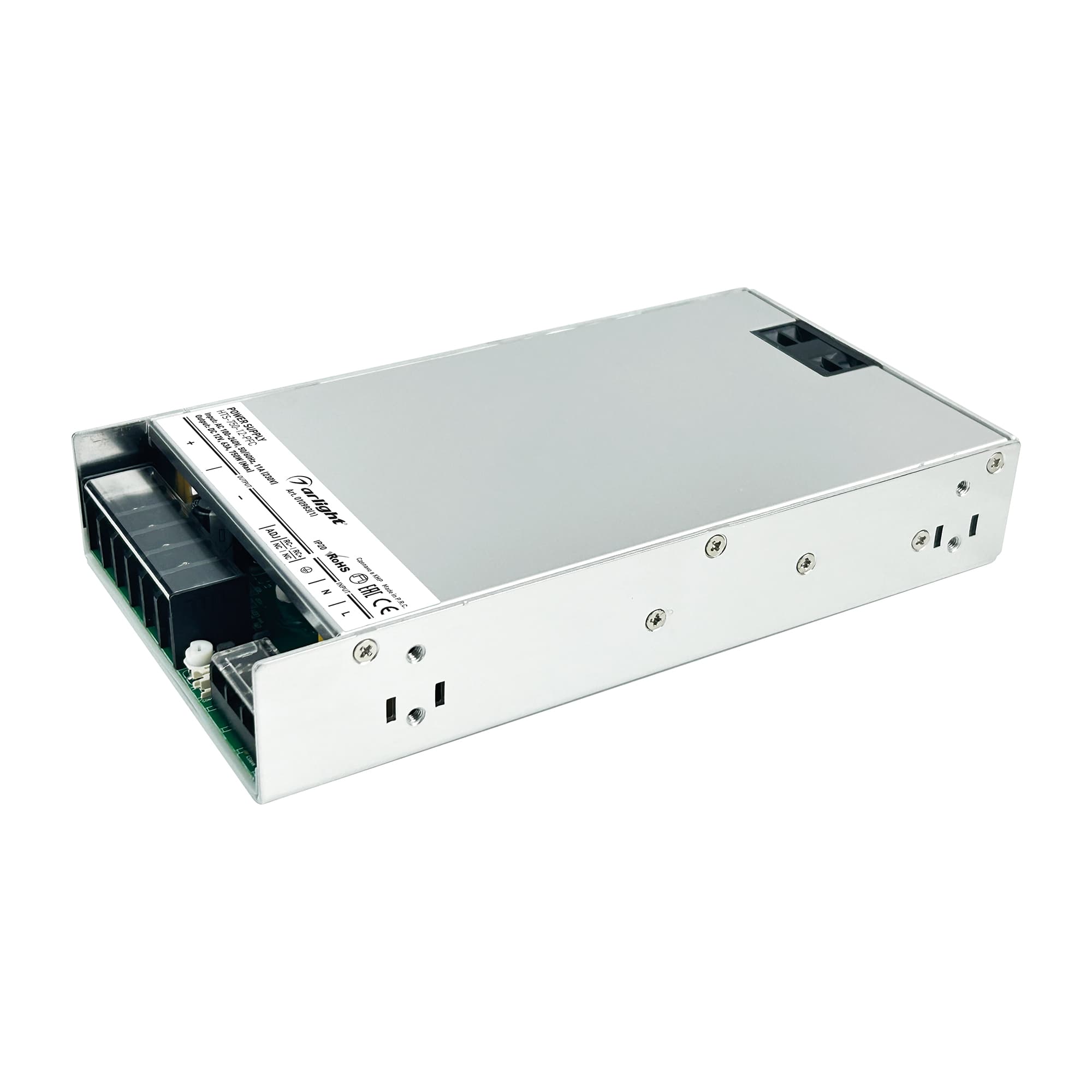 Блок питания HTS-750-12-PFC (12V, 63A, 750W) (IP20 Сетка, 3 года)