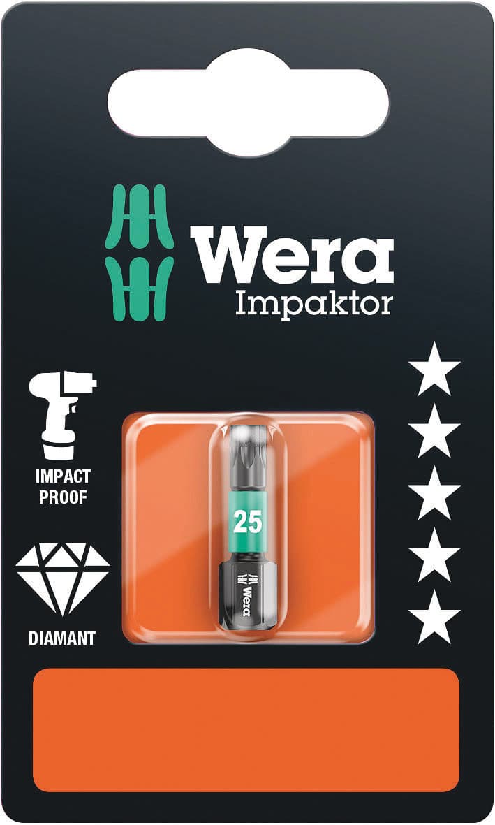 Бита ударная 867/1 IMP DC Impaktor TORX SB алмазное покрытие хвостовик 1/4 C 6.3 TX 25X25 мм с держателем-еврослот