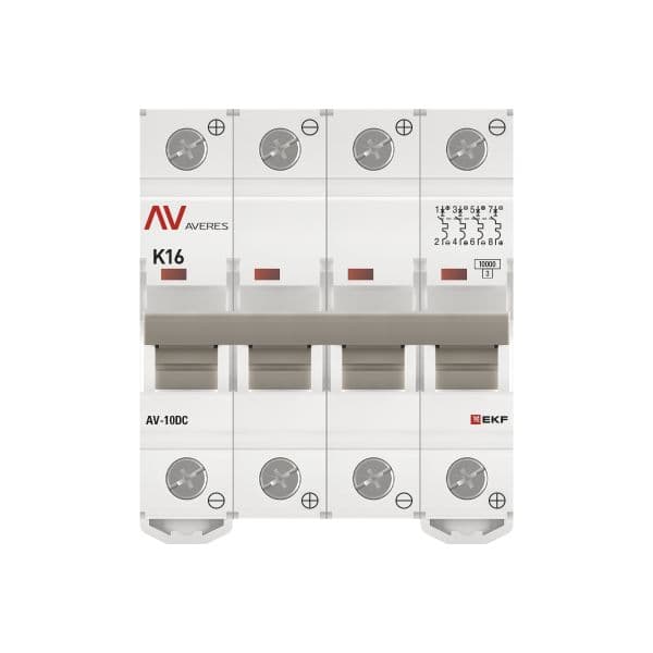 Выключатель автоматический AV-10 DC 4P 16A (K) 10kA AVERES