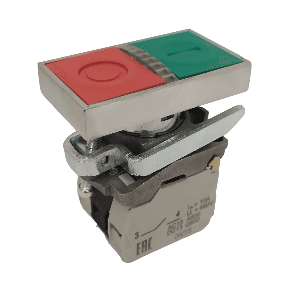 Кнопка КМЕ9111мЛ-220В-зел-красн-1но+1нз-двойная-индикатор-IP40