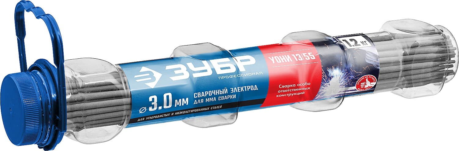 Электроды УОНИ 13/55 с основным покрытием, d 3.0x350 мм, 1,2 кг в ПВХ тубе, Профессионал.