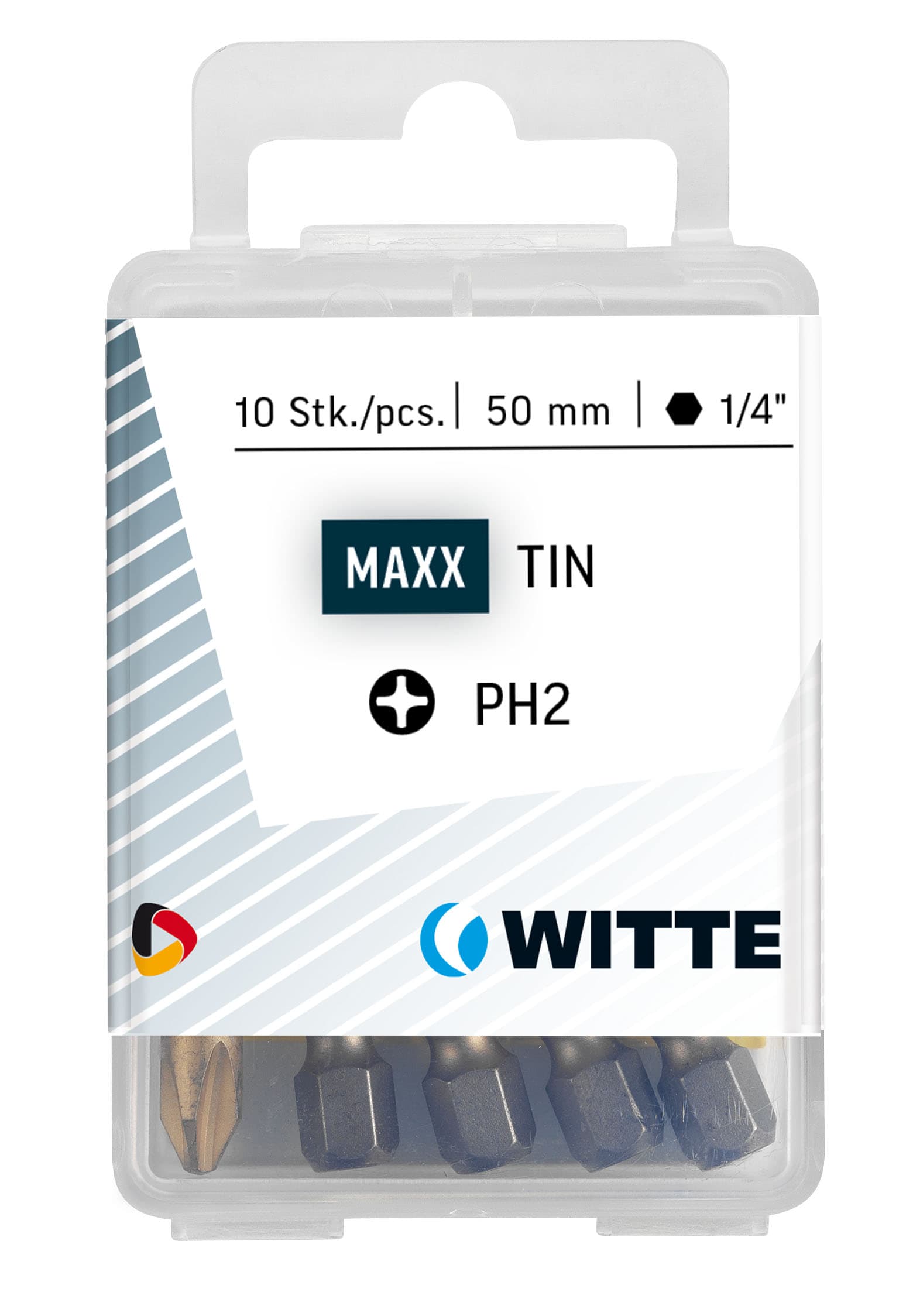 Бита PH2x50 мм 1/4'' E6.3 Industrial TiN покр. нитрид титана (5 штук)