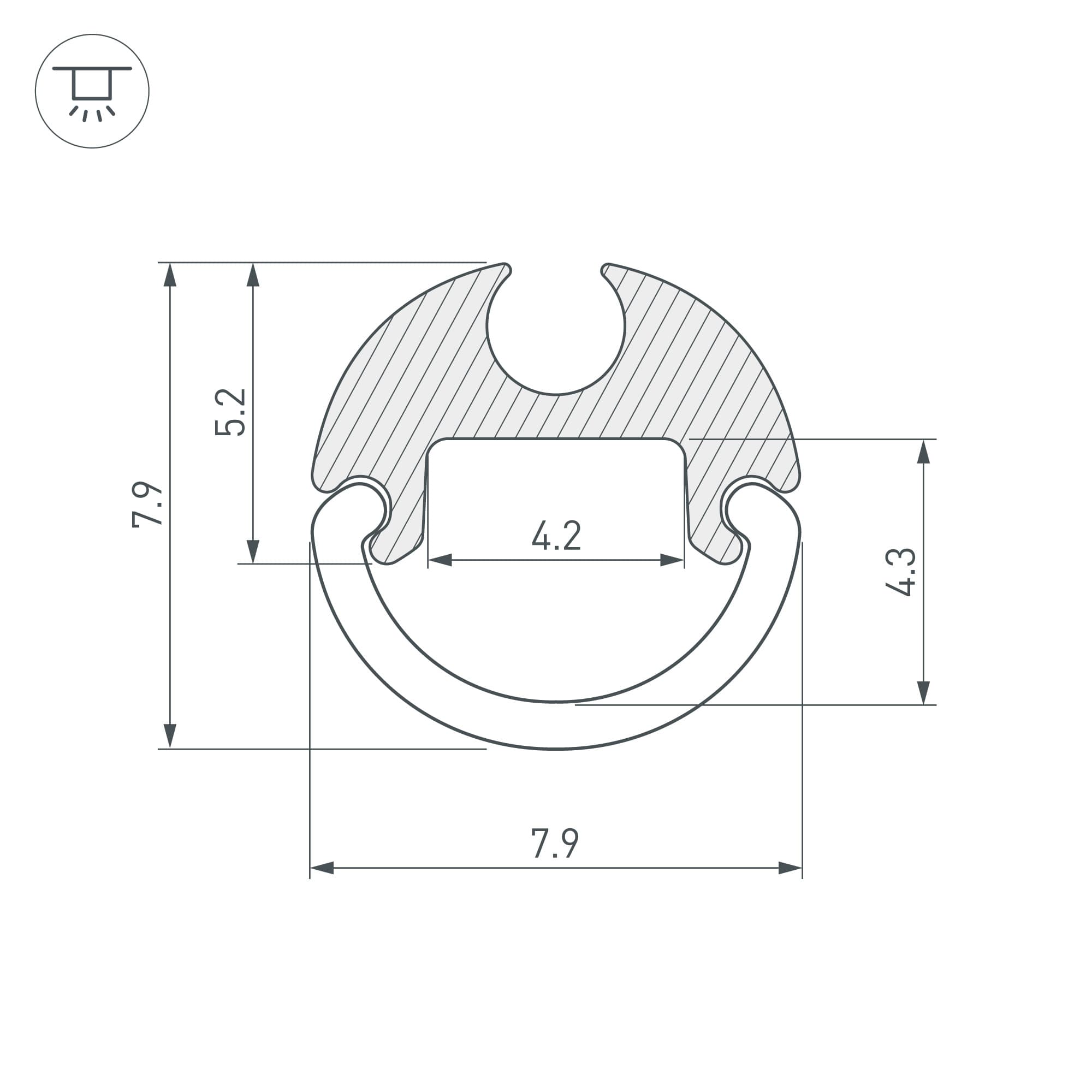 Профиль ARH-ROUND-D8-2000 ANOD (Алюминий)
