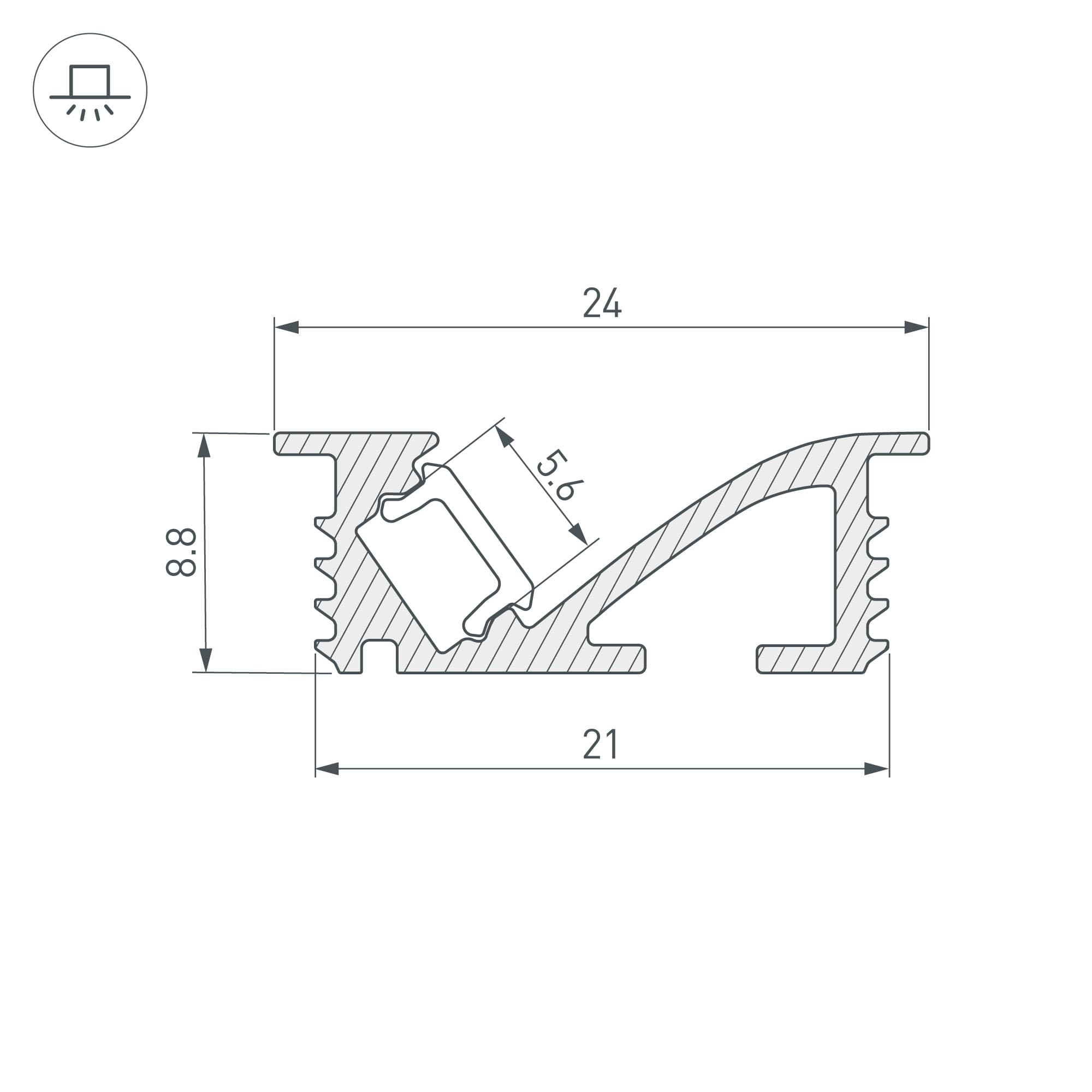 Профиль SL-BEVEL-W21-F-2000 ANOD BLACK (Алюминий)