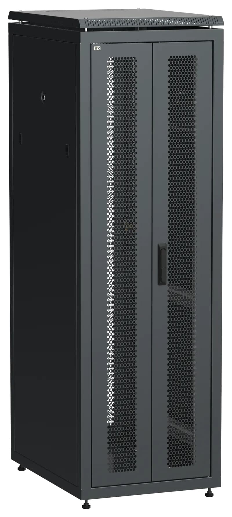 Шкаф напольный сетевой 19' LINEA N 38U 600х800мм передняя распашная перфорированная дверь задняя перфорированная черный