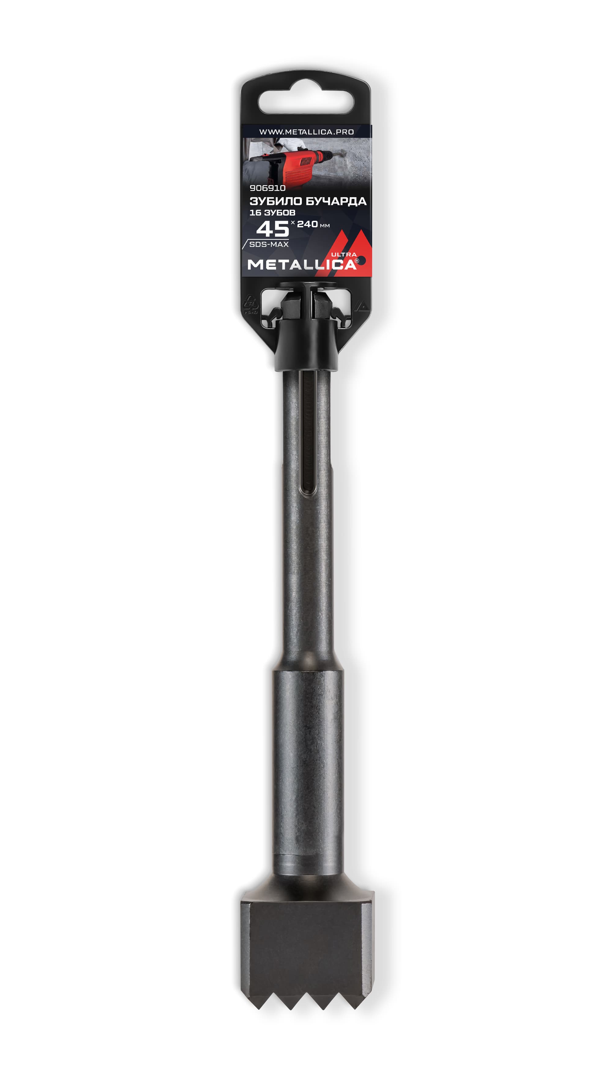 Зубило-бучарда SDS-max 45х240/100 мм, 16 зубов, по бетону