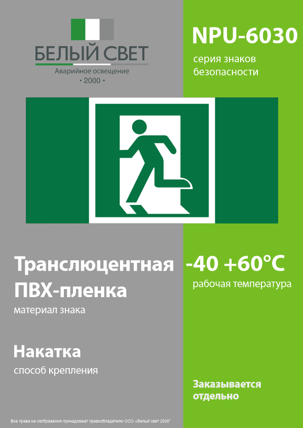 Знак безопасности NPU-6030.E01-01''Выход здесь (лев.)''