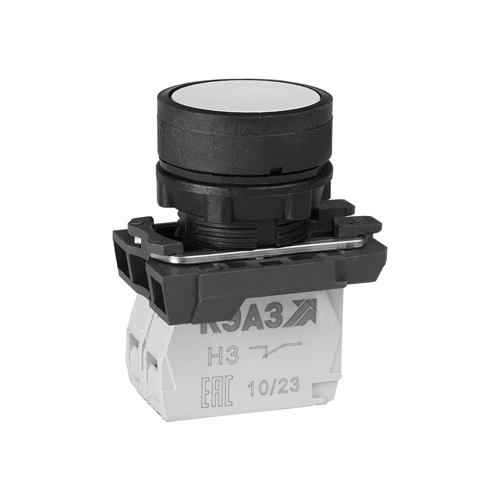 Кнопка КМЕ4501м-белый-0но+1нз-цилиндр-IP54