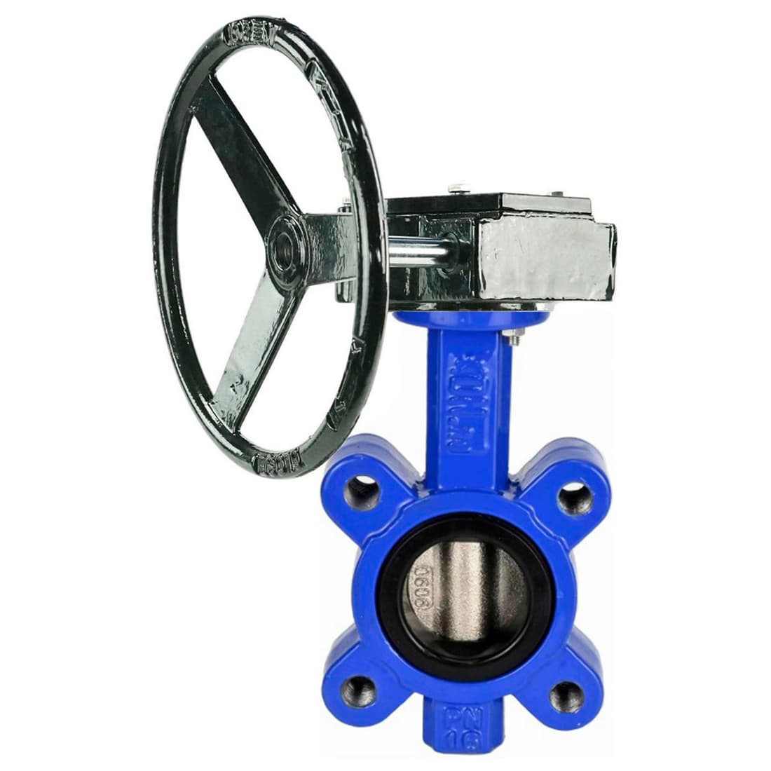 Затвор дисковый поворотный QT450-304-NBR-2W-Fb-H Ду100 Ру16 межфланцевый, корпус чугун QT450, диск чугун QT450, уплотнение NBR, с редуктором RDN-3