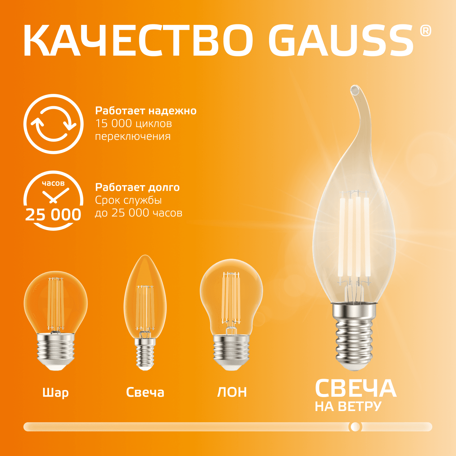Лампа светодиодная филаментная LED 10 Вт 650 лм 2700К свеча на ветру теплый E14 AC 220В прозрачная колба Elementary