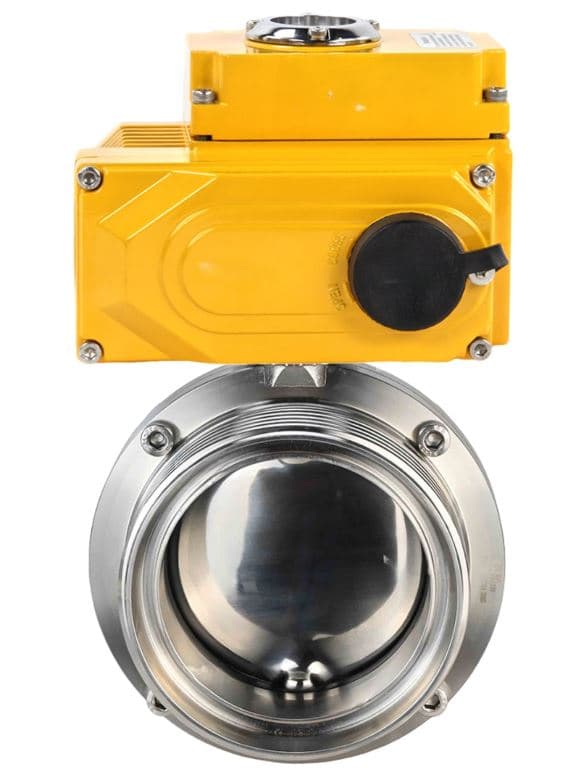 Затвор дисковый поворотный 304-304-Sil-2W-T-H Ду40 Ру10 пищевая нержавеющая сталь 304, уплотнение Silicon, с электроприводом QT-005 24В