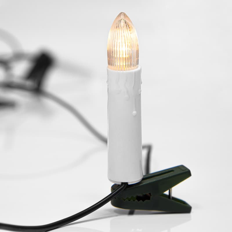 Гирлянда свечи 4 м, темно-зеленый ПВХ, 20 LED тёплый белый