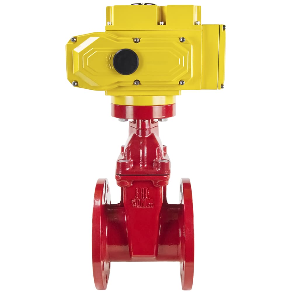 Задвижка клиновая 30ч939р с обрезиненным клином красная GGG50-EPDM-F4-RED Ду125 Ру16 110-120 град. с электроприводом M200, 380 В