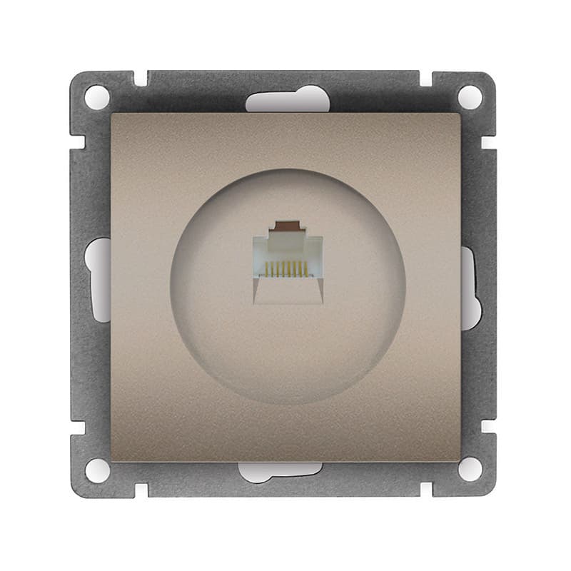 Розетка компьютерная одноместная UNIVersal серия Афина, с/у, 1А, RJ45, шампань (еврослот), механизм