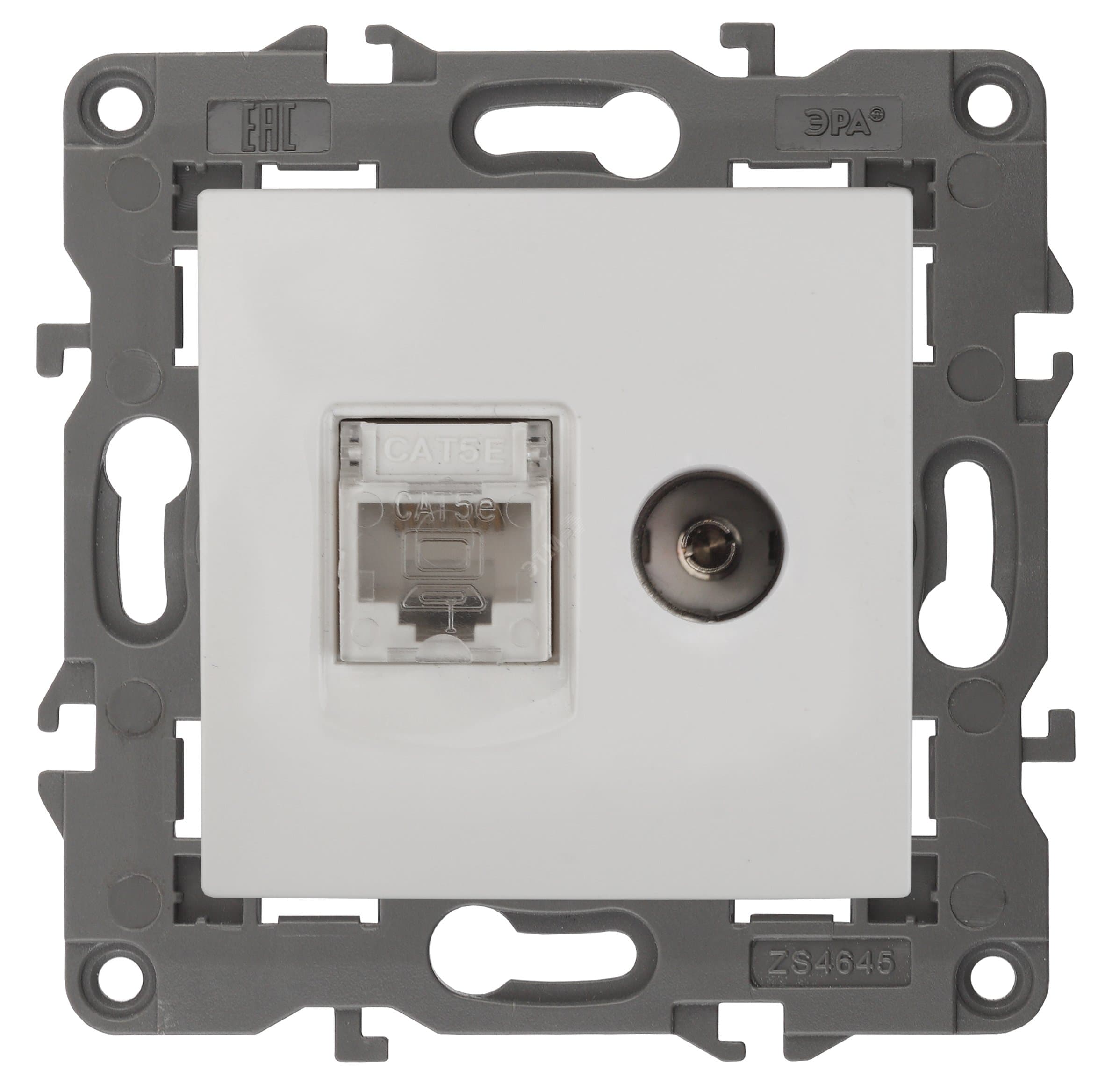 Розетка RJ45+TV, Эра Elegance, белый, 14-3110-01