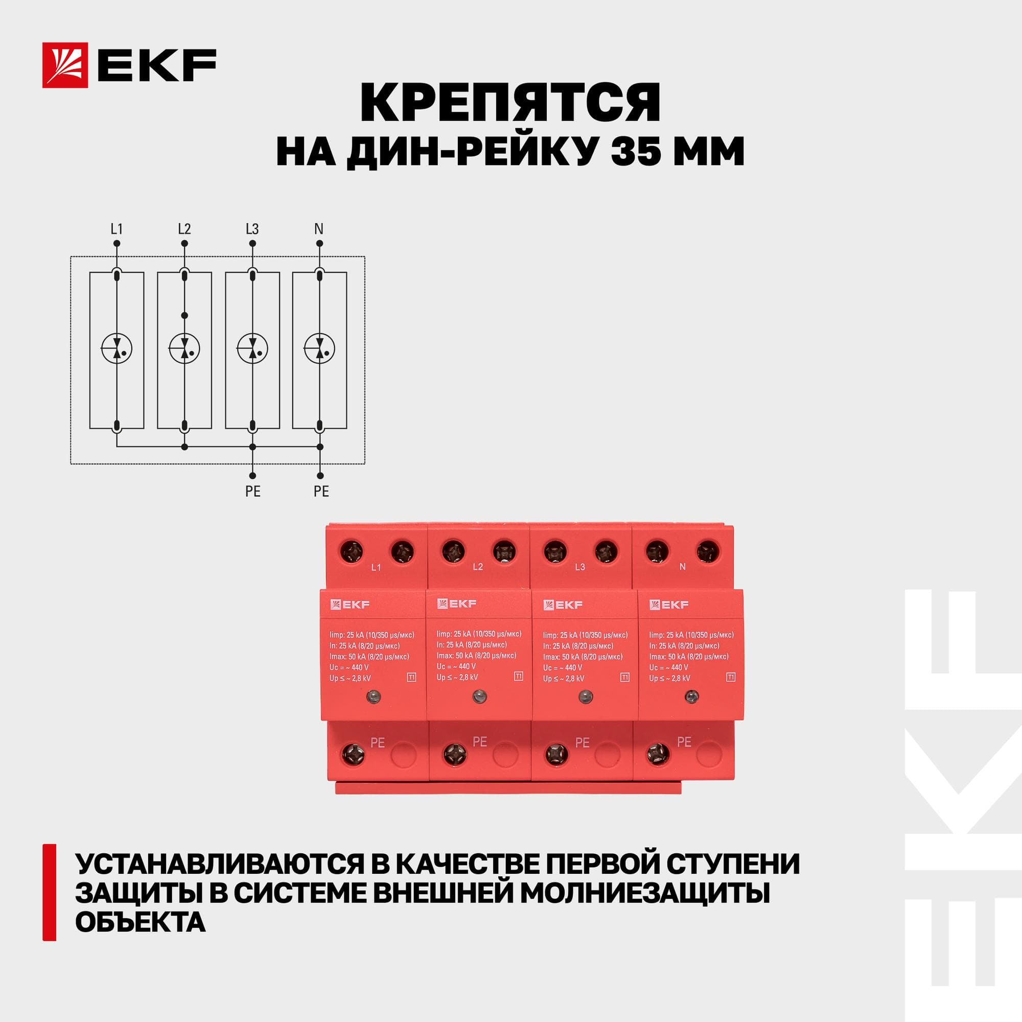 УЗИП Класс 1 Iimp 25kA (10/350?s) 4P