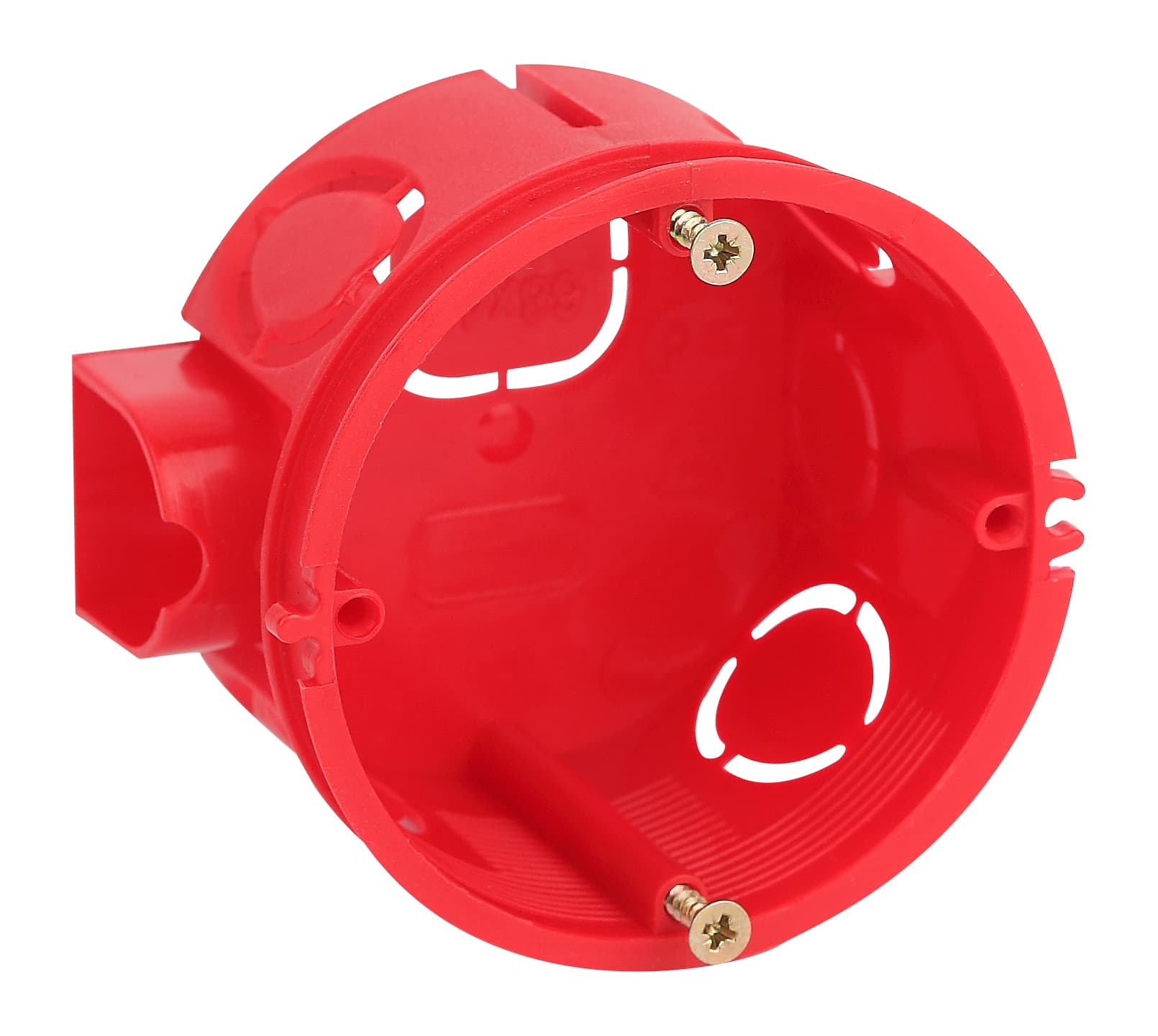 Коробка установочная KUTS-68-42-s-red усиленная для твердых стен с саморезами, стыковочные узлы красная IP20