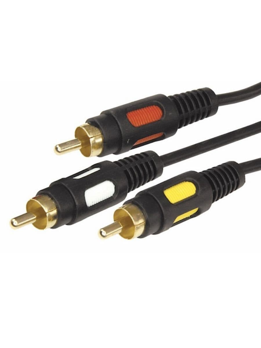 Шнур 3 RCA - 3 RCA, 1.5 м., черный GOLD