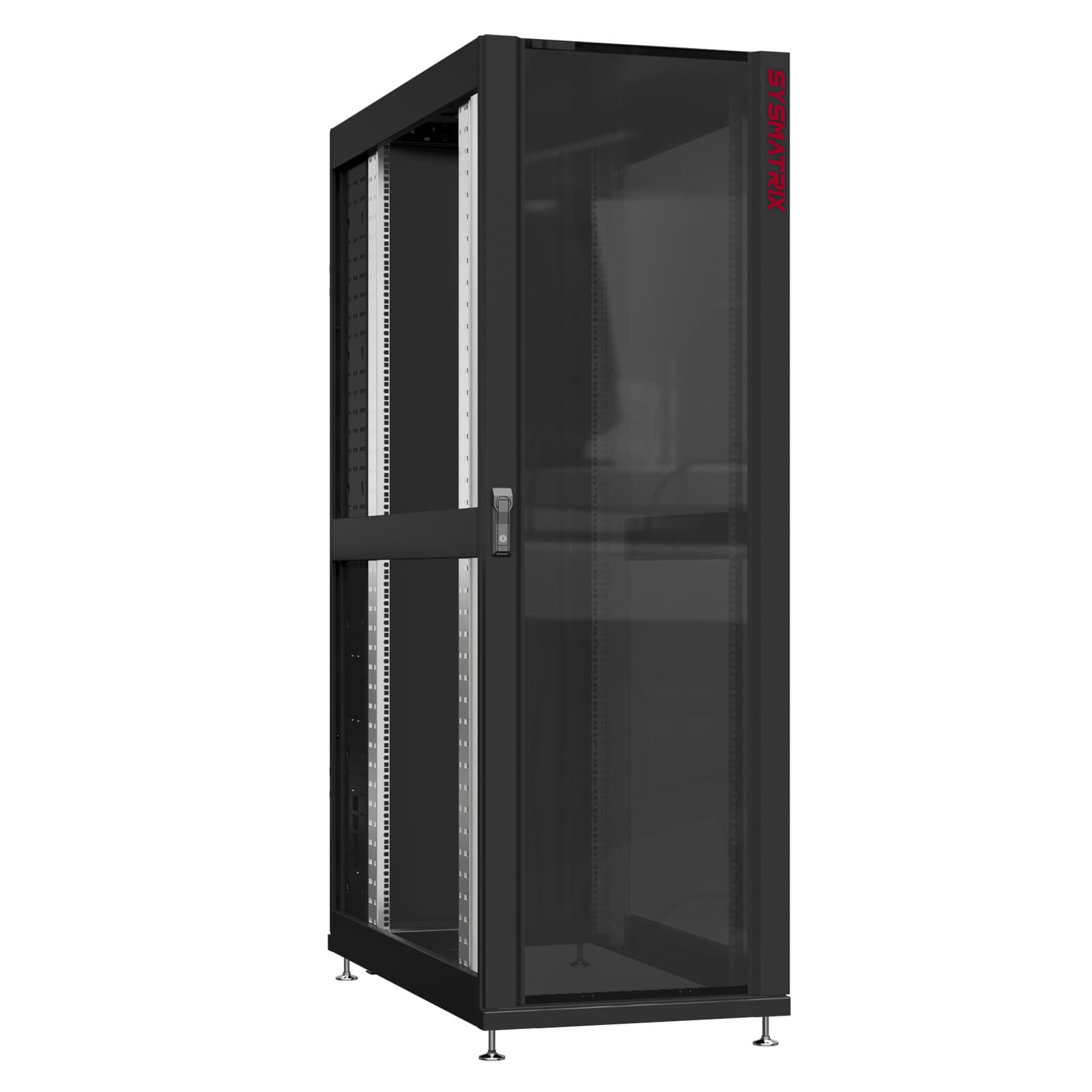 Шкаф серверный 48U 800х1200 передняя дверь: стекло IP41. задняя дверь: одностворчатая глухой металл IP51. боковые панели: без. цвет: черный RAL9005 