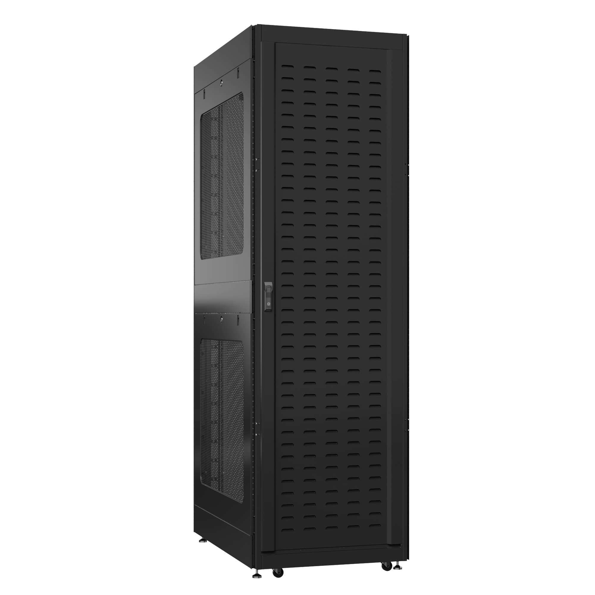 Шкаф серверный 42U 800х1200 передняя дверь: протект IP41. задняя дверь: двустворчатая перфорированная IP20. боковые панели: перфорированные. цвет: черный RAL9005