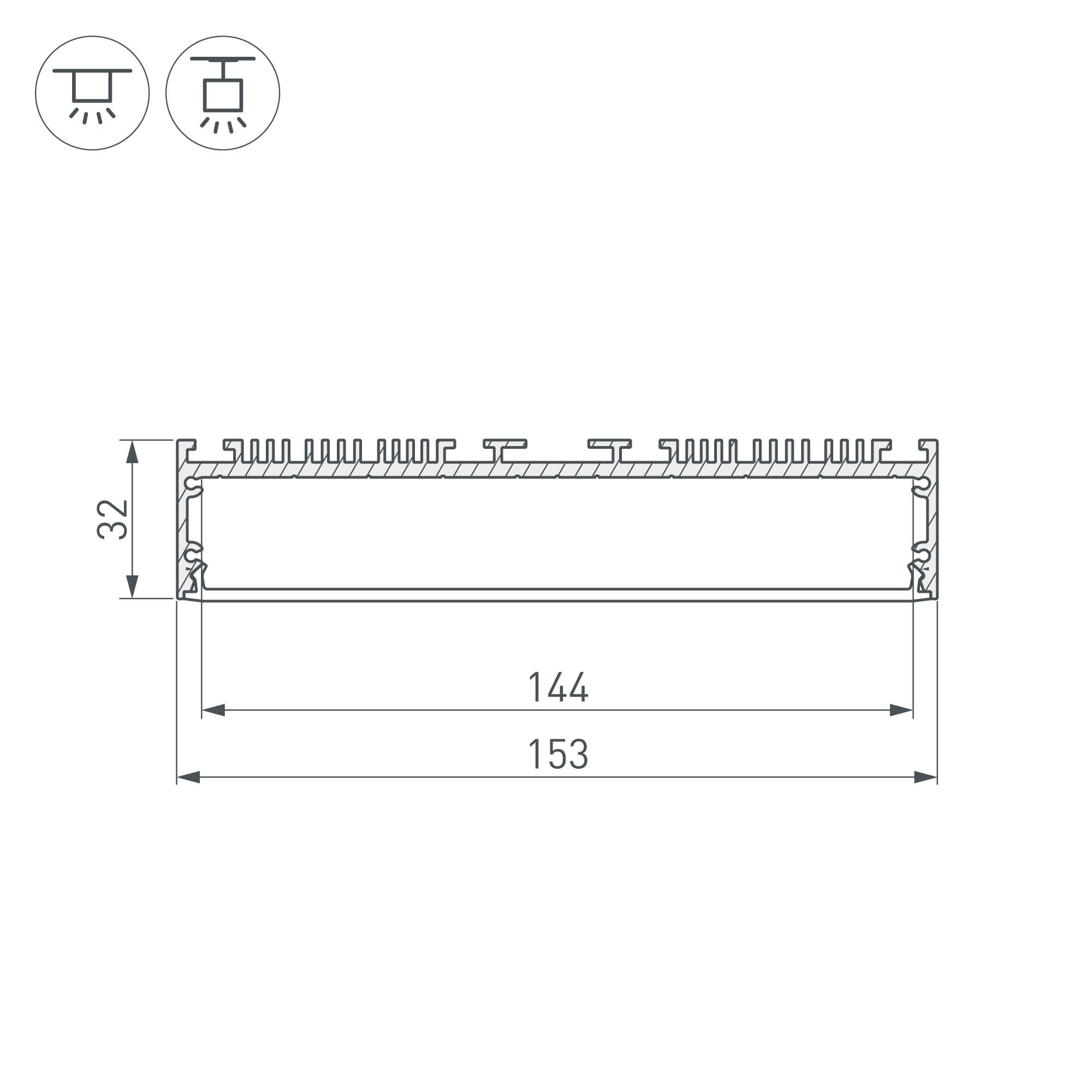 Профиль ARH-POWER-W150-2000 ANOD (Алюминий)