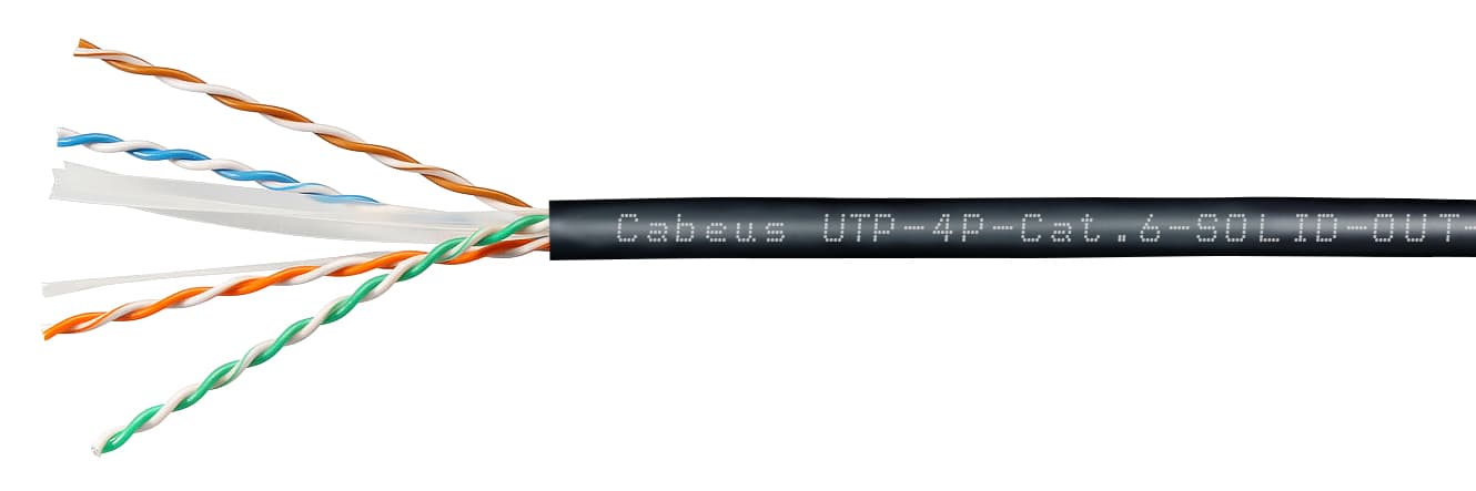 Витая пара U/UTP Cat 6 4 пары 23 AWG solid IN/OUT (+75 C -40) LSZH-UV 100м