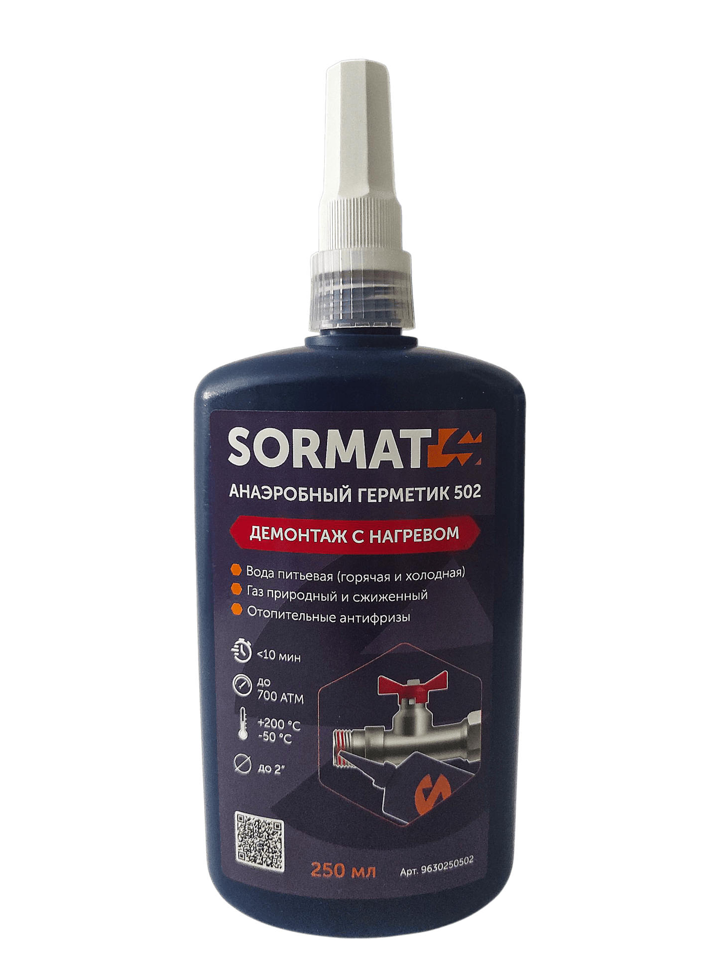 Герметик для резьбовых соединений SORMAT 502. неразборный. 250 ml