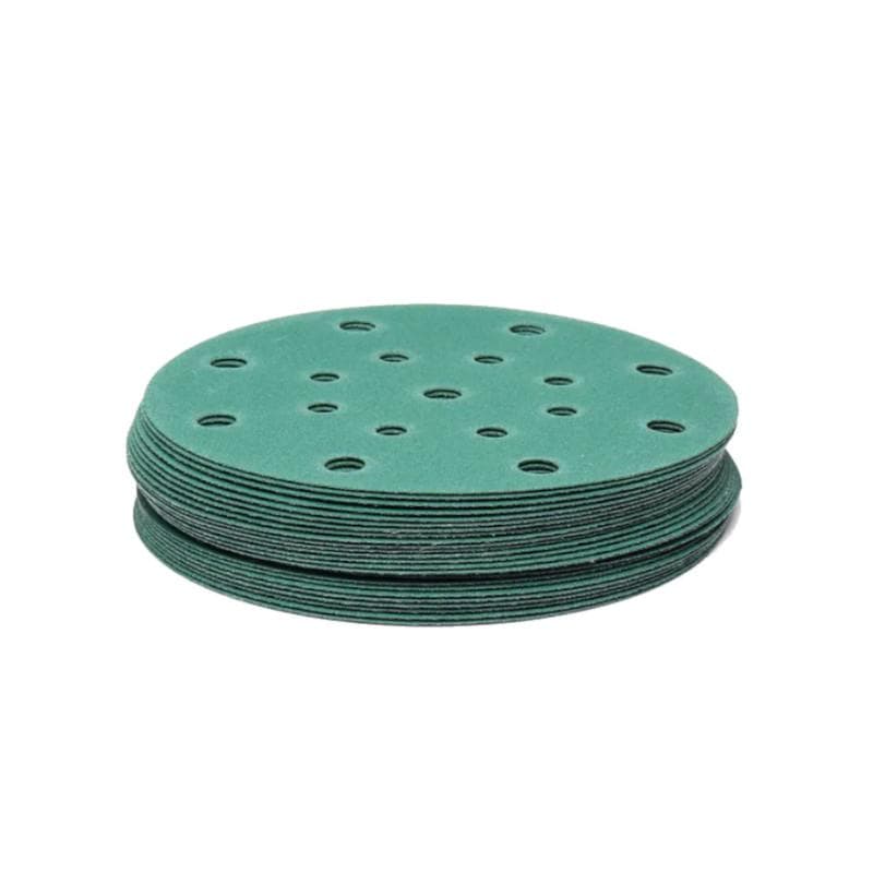 Круг абразивный шлифовальный под липучку Polyester Film Sandpaper Р180 (150мм, 17 отверстий, 25шт)