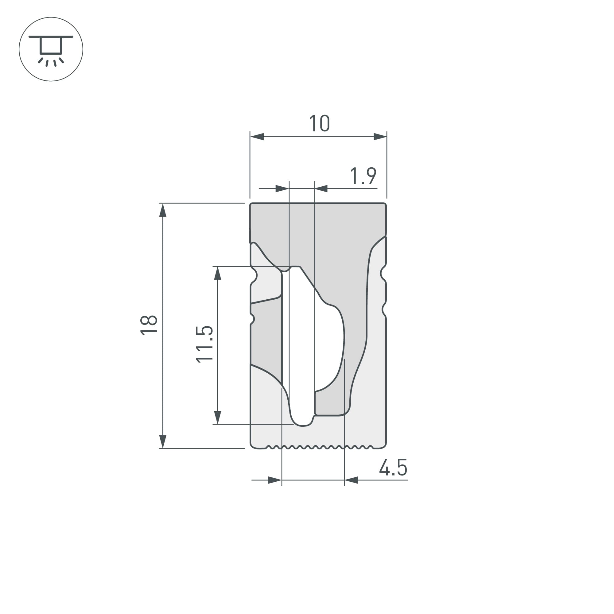 Профиль силиконовый WPH-FLEX-1018-SIDE-S10-50m WHITE (Силикон)