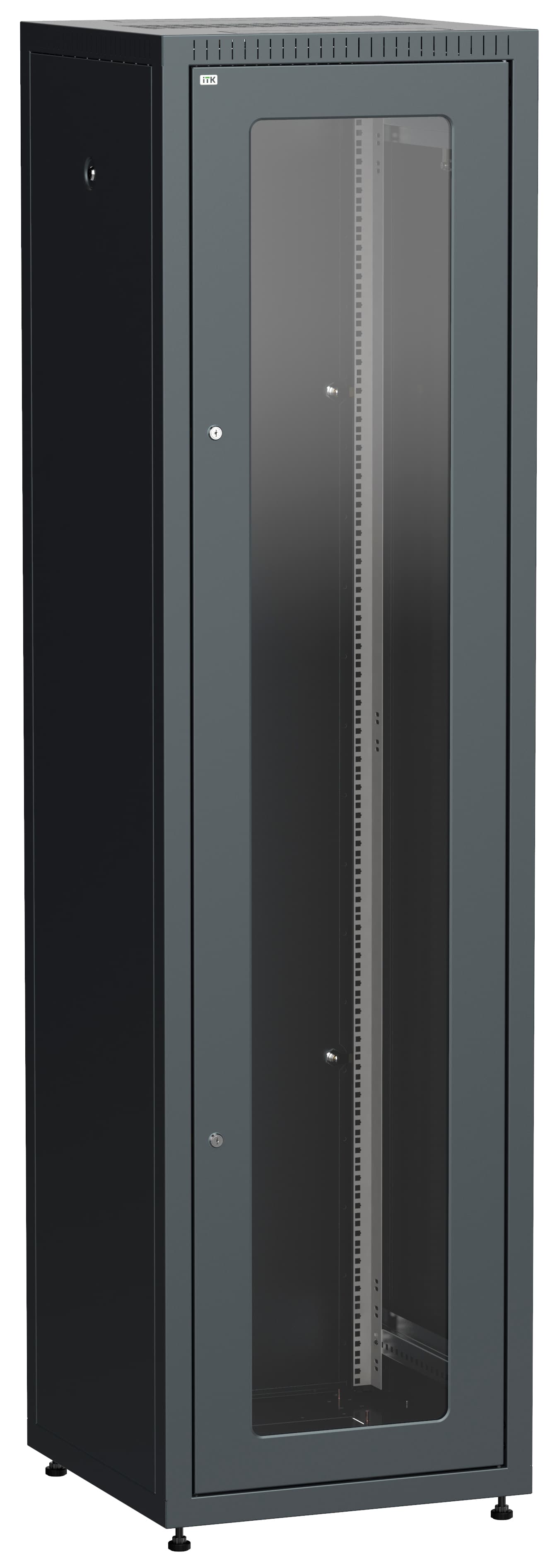Шкаф LINEA E 42U 600х600мм двери 2шт стекло и металл черный