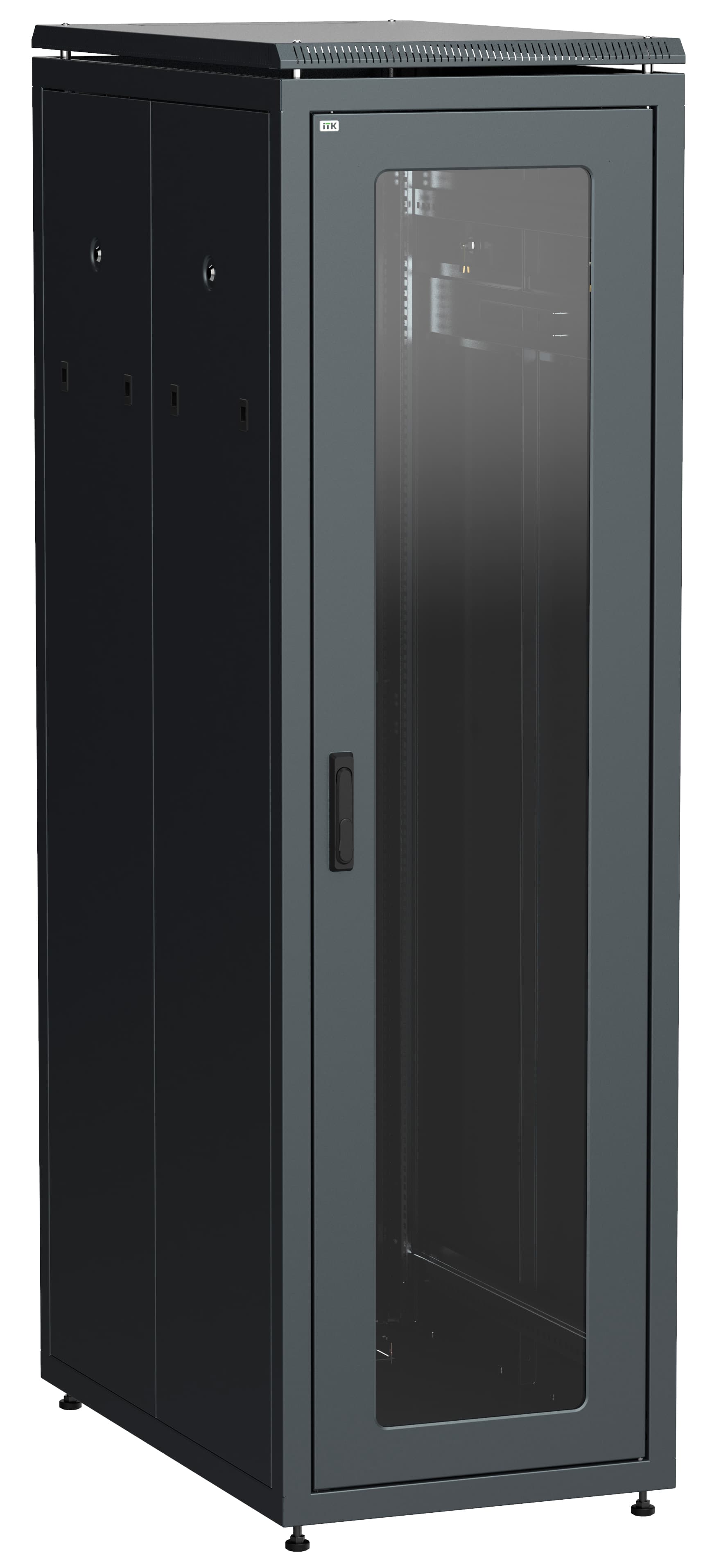 Шкаф сетевой 19'' LINEA N 33U 600х1000 мм стеклянная передняя дверь. задняя перфорированная черный