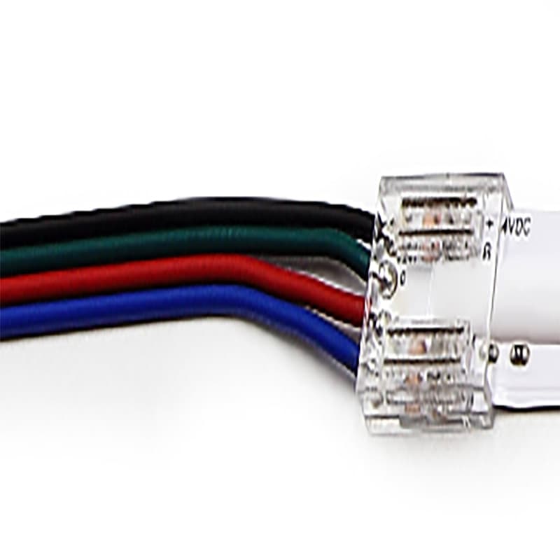 Разъем 4PIN с проводом для LED ленты COB RGB 12 мм, лента - источник питания