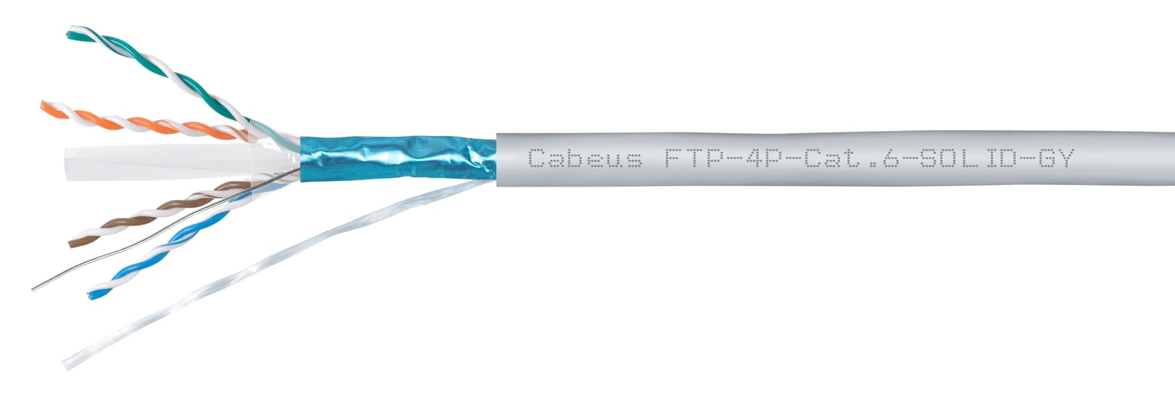 Витая пара F/UTP Cat 6 4 пары 23 AWG solid PVC нг(А)-LS серый 305м
