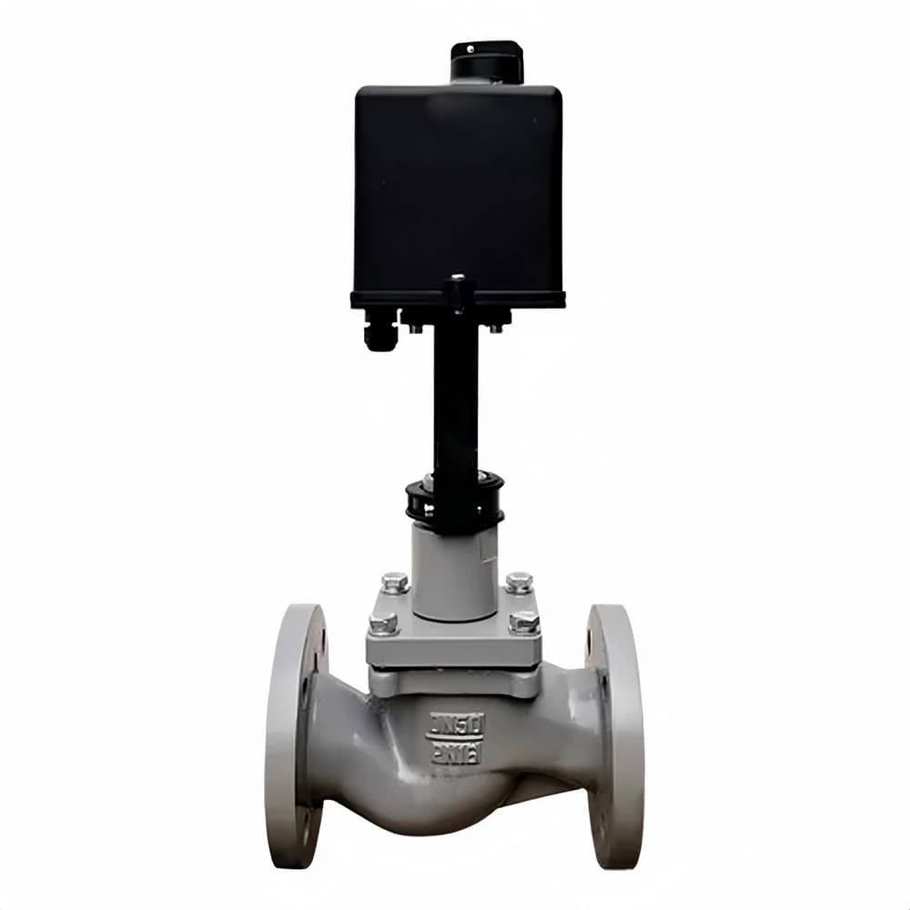 Клапан регулирующий двухходовой DN.ru 25с945нж 25Л-M-LED-F Ду150 Ру25 VOD Kv=160 односедельный, корпус – сталь 25Л, уплотнение – металл, фланцевый с электроприводом LEA-10000 220В, трехпозиционный, без датчика положения, IP54