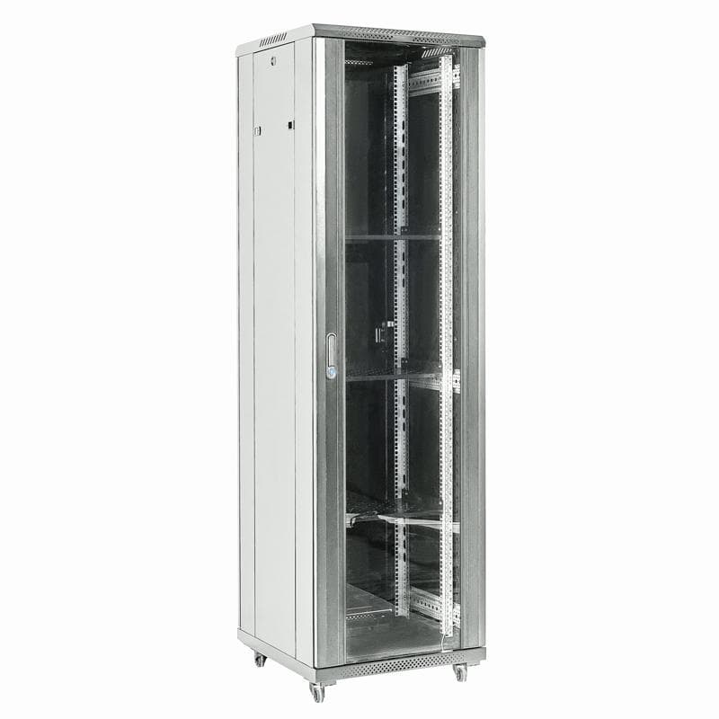 Шкаф напольный телекоммуникационный разборный 42U 600x600x2054мм дверь стекло серый (RAL 7035)