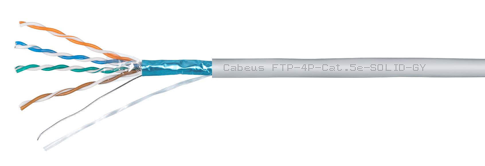 Витая пара F/UTP Cat 5e 4 пары 24 AWG solid PVC нг(А)-LS серый 100м